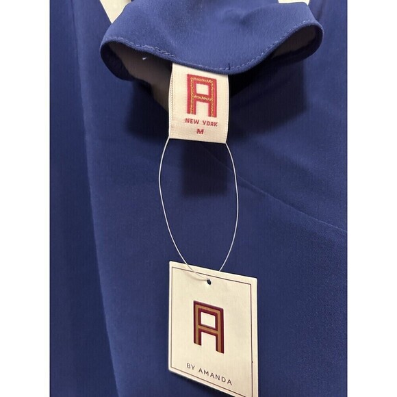 A by Amanda Uprichard Cascading Ruffle Dress in Blue Women’s Size M Sleeveless - Picture 5 of 15